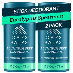 Oars + Alps Men's Deodorant 2-pack front view, Eucalyptus Spearmint scent