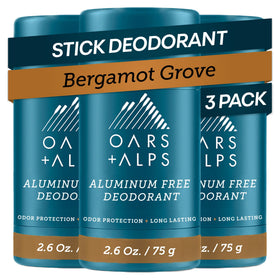 Oars + Alps Men's Deodorant 3-pack front view with clear tubes