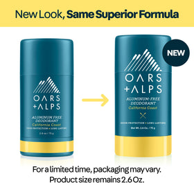 Oars + Alps Men's Deodorant 3pk displayed on a bathroom counter