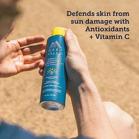 Oars + Alps SPF 30 Body Sunscreen Spray back view with ingredient list