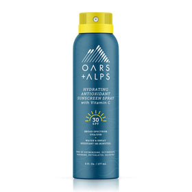 Oars + Alps SPF 30 Body Sunscreen Spray front view with clear packaging