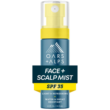 Oars + Alps SPF 35 Sunscreen Mist front view with packaging