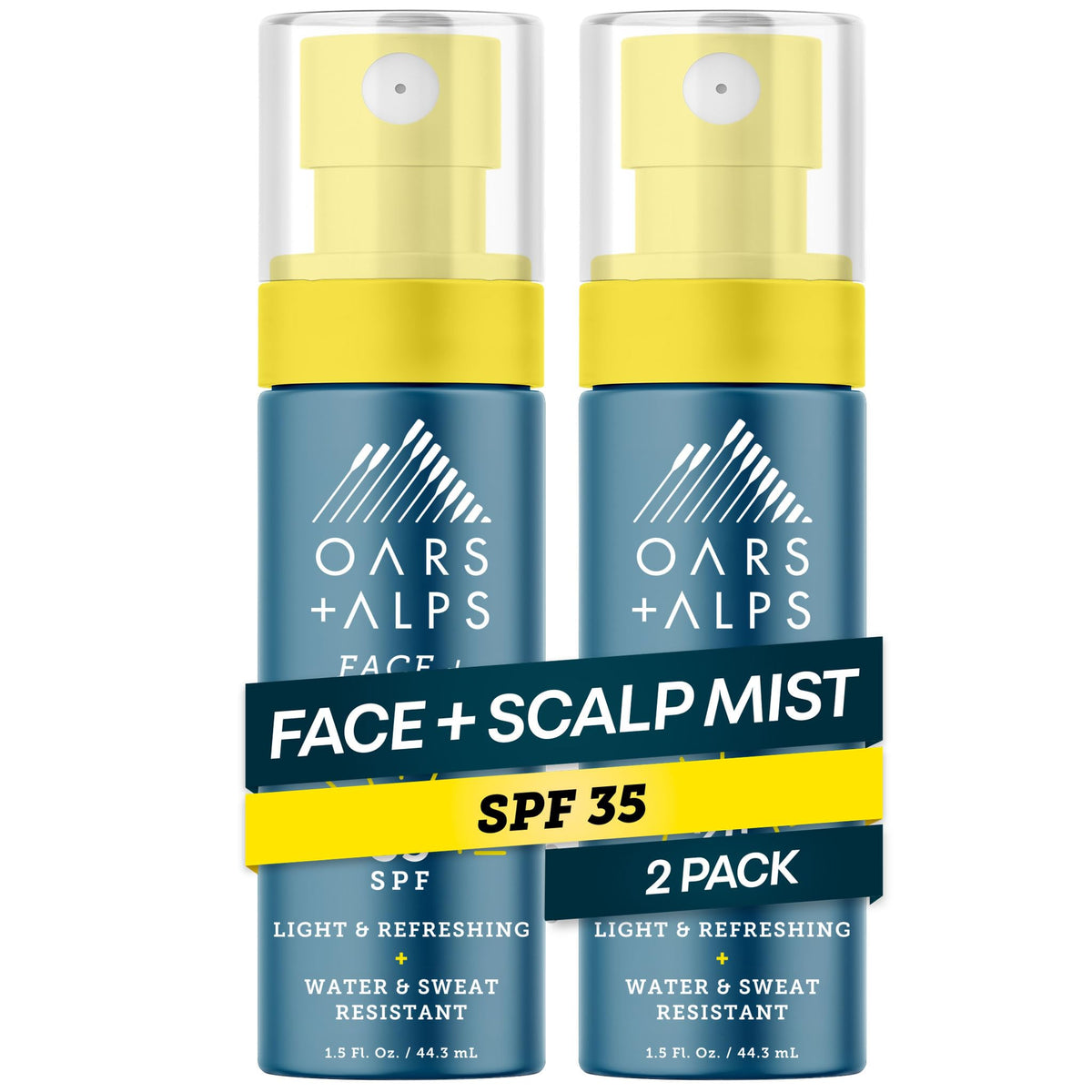 Oars + Alps SPF 35 Sunscreen Mist front view with packaging