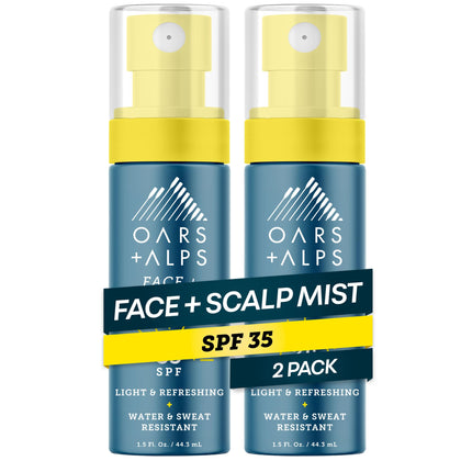 Oars + Alps SPF 35 Sunscreen Mist front view with packaging