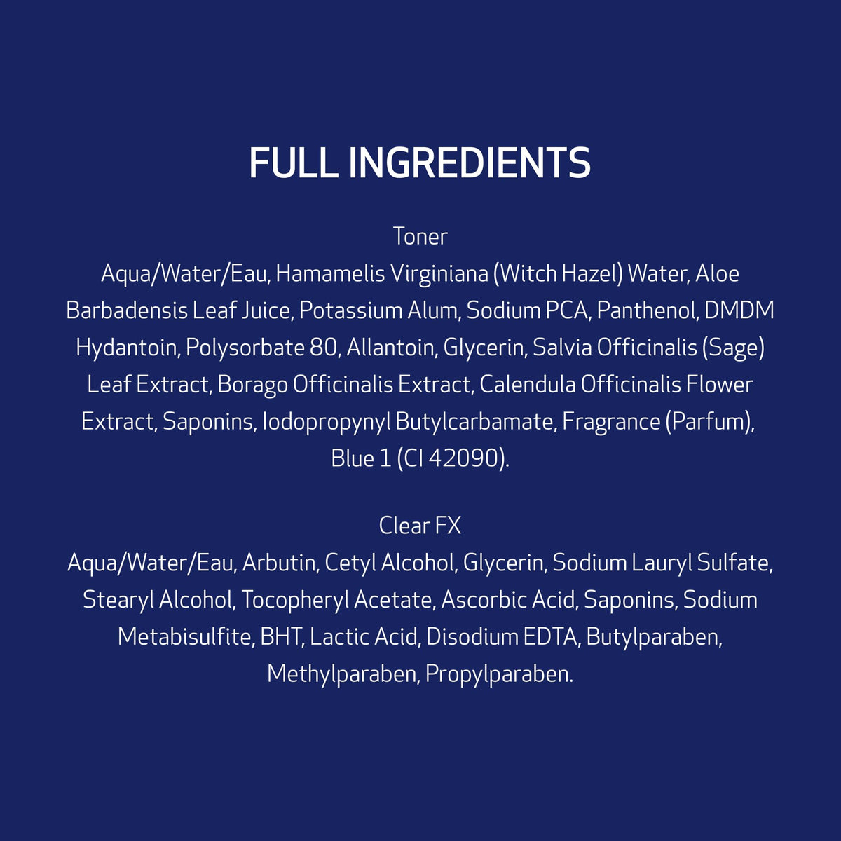 Obagi Medical NuDerm Fx System Normal to Dry Kit ingredients list