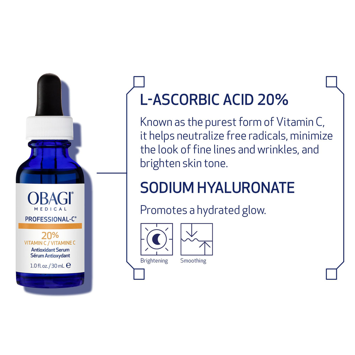 Obagi Medical Professional C Serum 20% bottle on a vanity