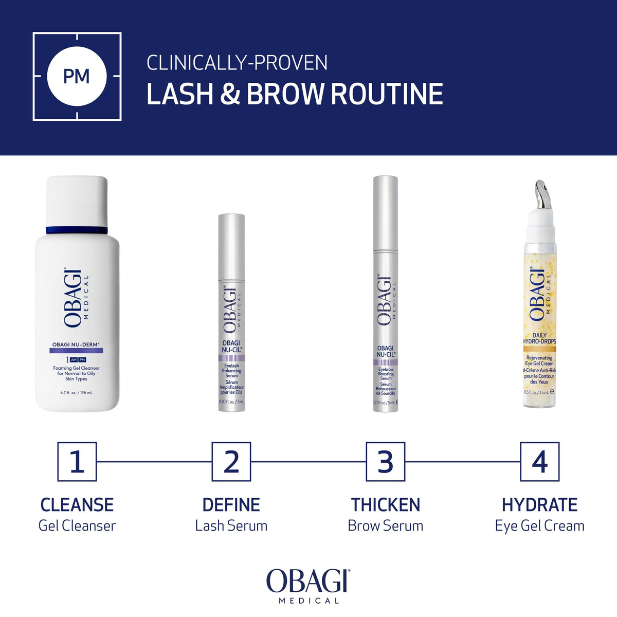 Obagi Nu-Cil Eyelash support Serum open with applicator visible