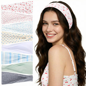 obeoby 8 Pack Cherry Headbands assorted floral designs front view