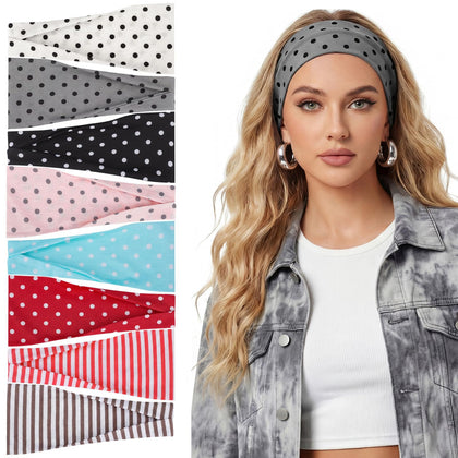 obeoby 8 pack polka dot headbands in various colours