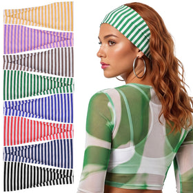 obeoby 8 pack striped headbands in various colours