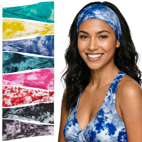obeoby 8 Pack Tie Dye Headbands assorted colours front view