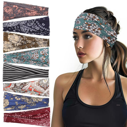 obeoby Boho Headbands 8 Pack assorted colours front view