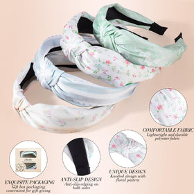 obeoby Floral Knotted Headband worn with loose hair