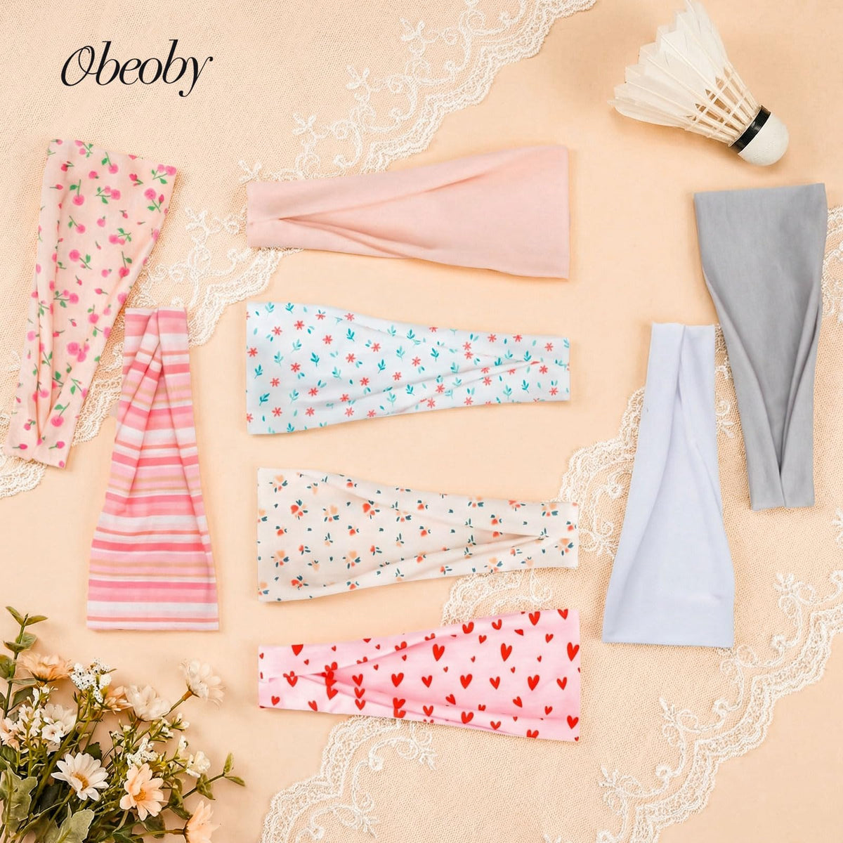 obeoby headbands showcasing different styles and prints