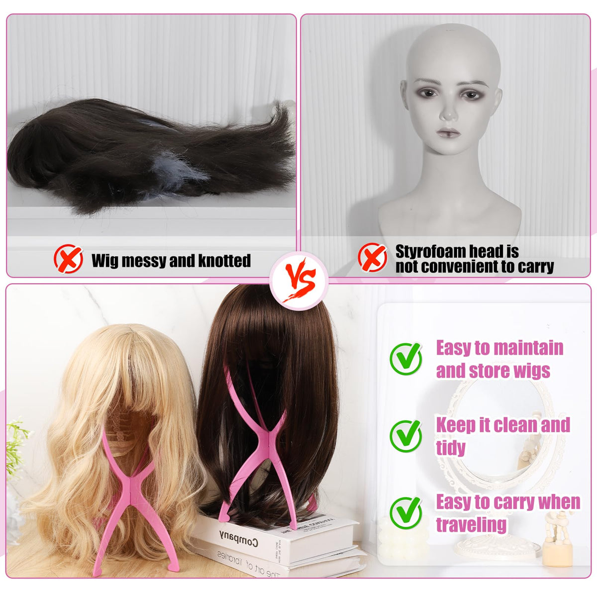 obeoby Pink Wig Stand assembly instructions