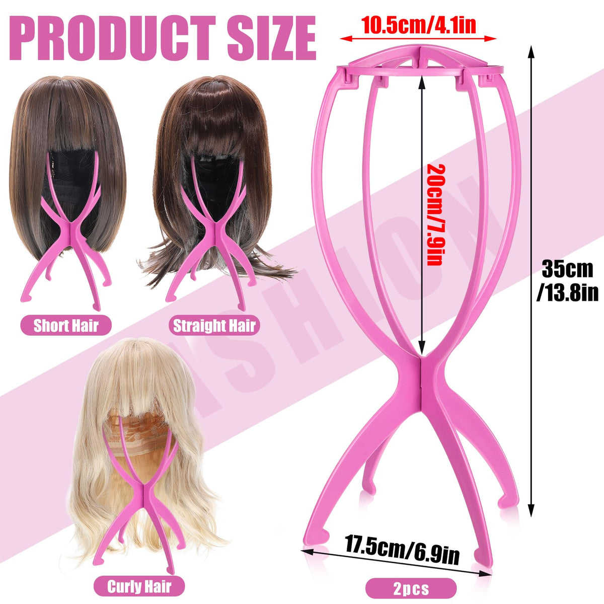obeoby Pink Wig Stand folded for travel