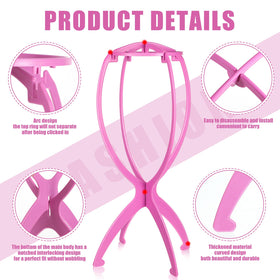 obeoby Pink Wig Stand side view with wig
