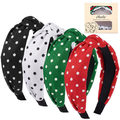 obeoby polka dot headband front view in pink
