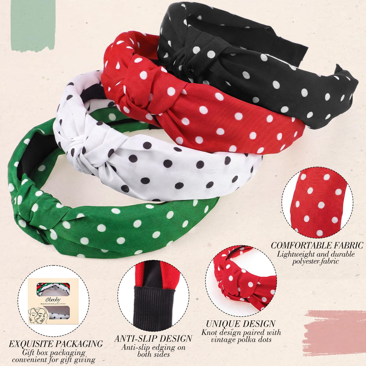obeoby polka dot headband lifestyle shot on model