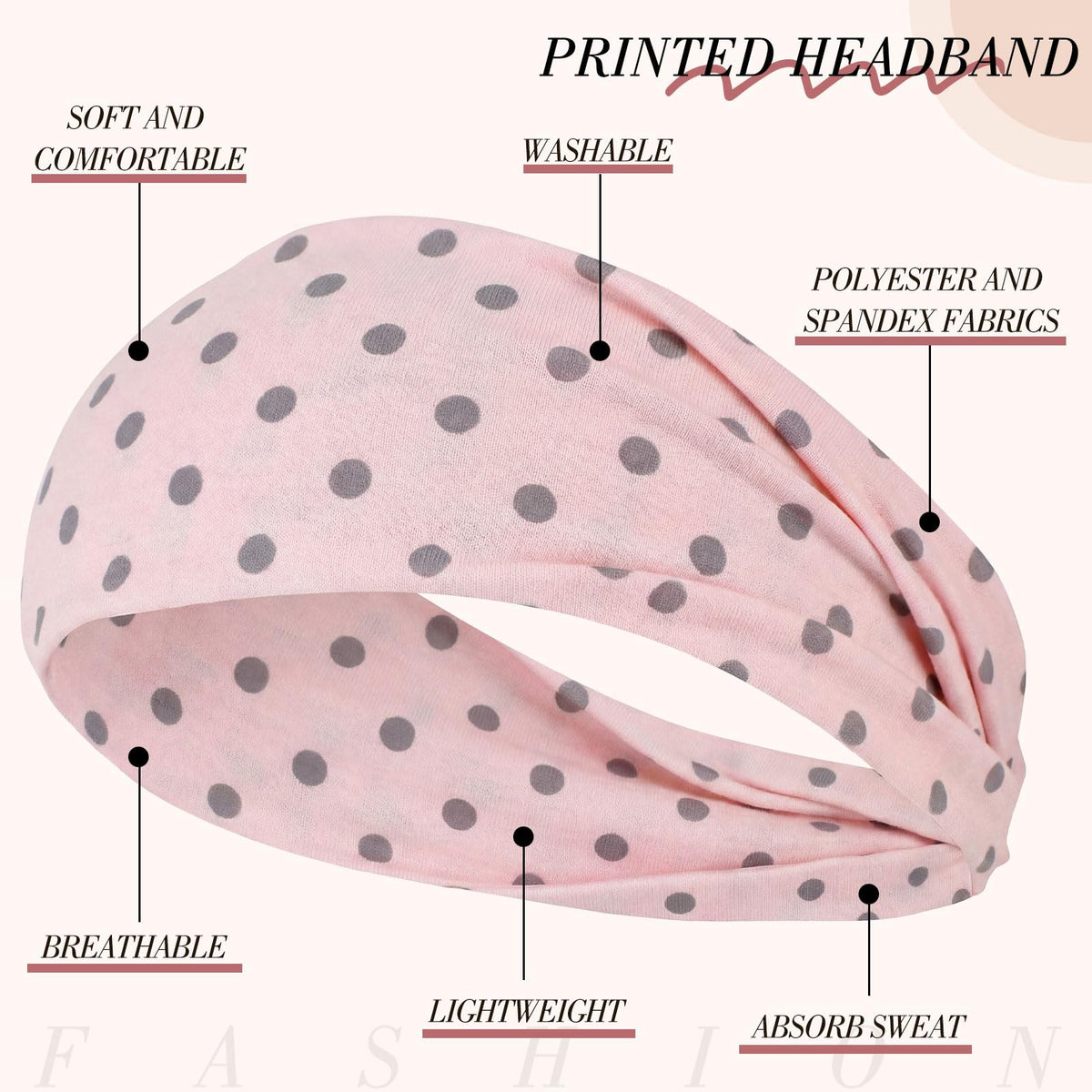 obeoby polka dot headband worn by a model