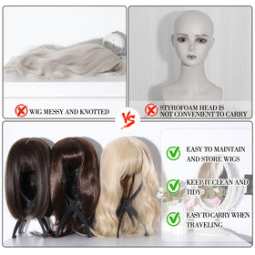 obeoby wig stand black model in travel bag