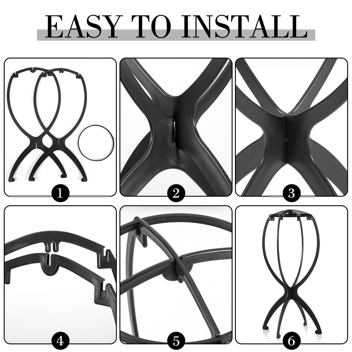 obeoby wig stand black model with wig