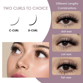 Ocean Pearl Lash Clusters 144Pcs displayed with application tools