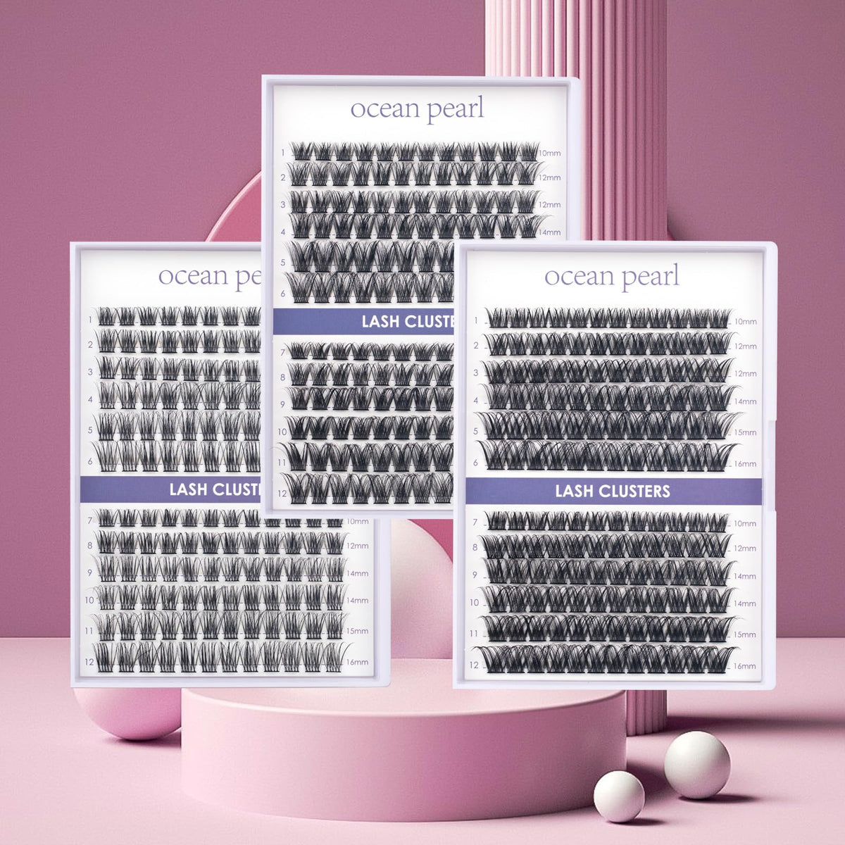 Ocean Pearl Lash Clusters 144Pcs in use on model's eyes