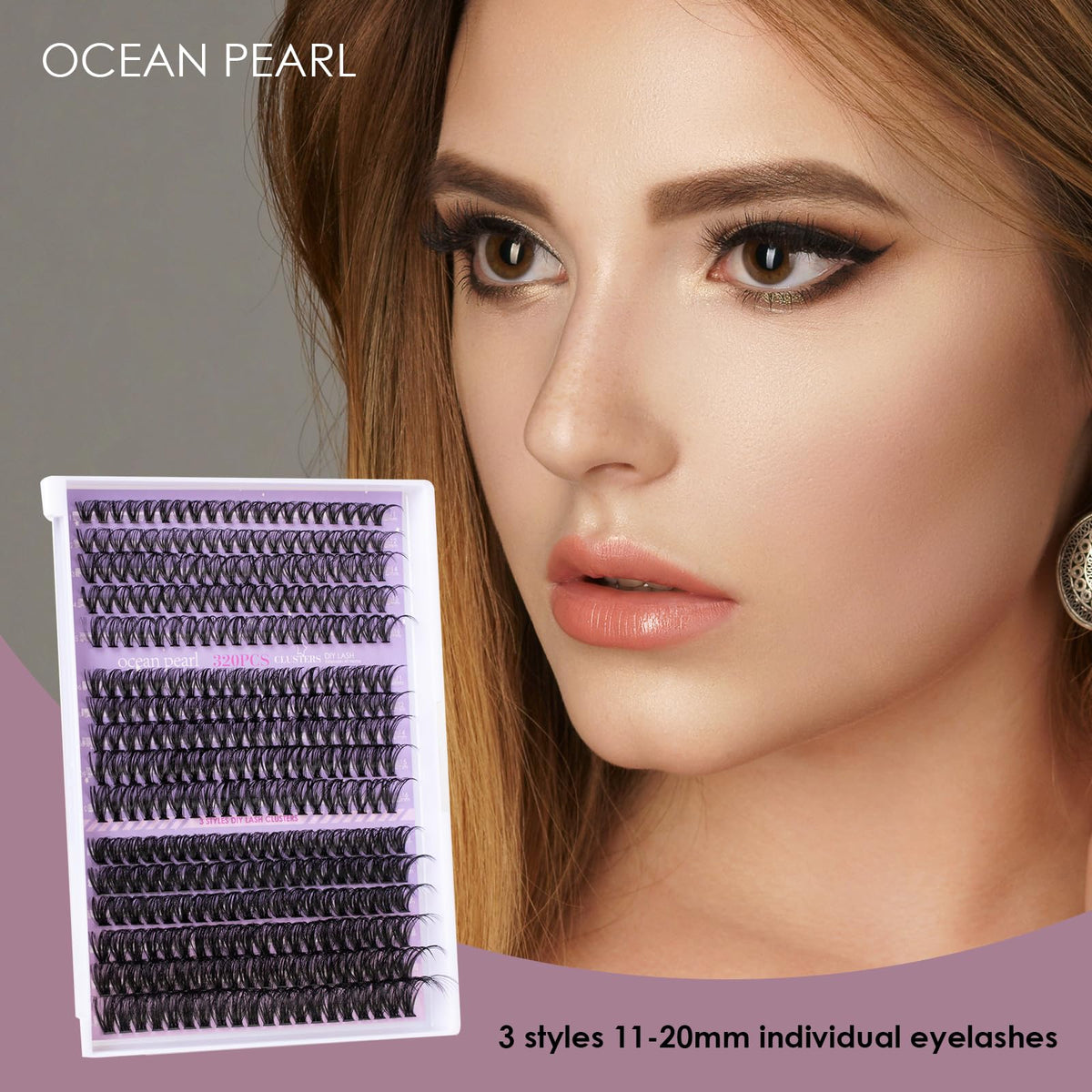 Ocean Pearl Lash Clusters demonstrating natural volume effect