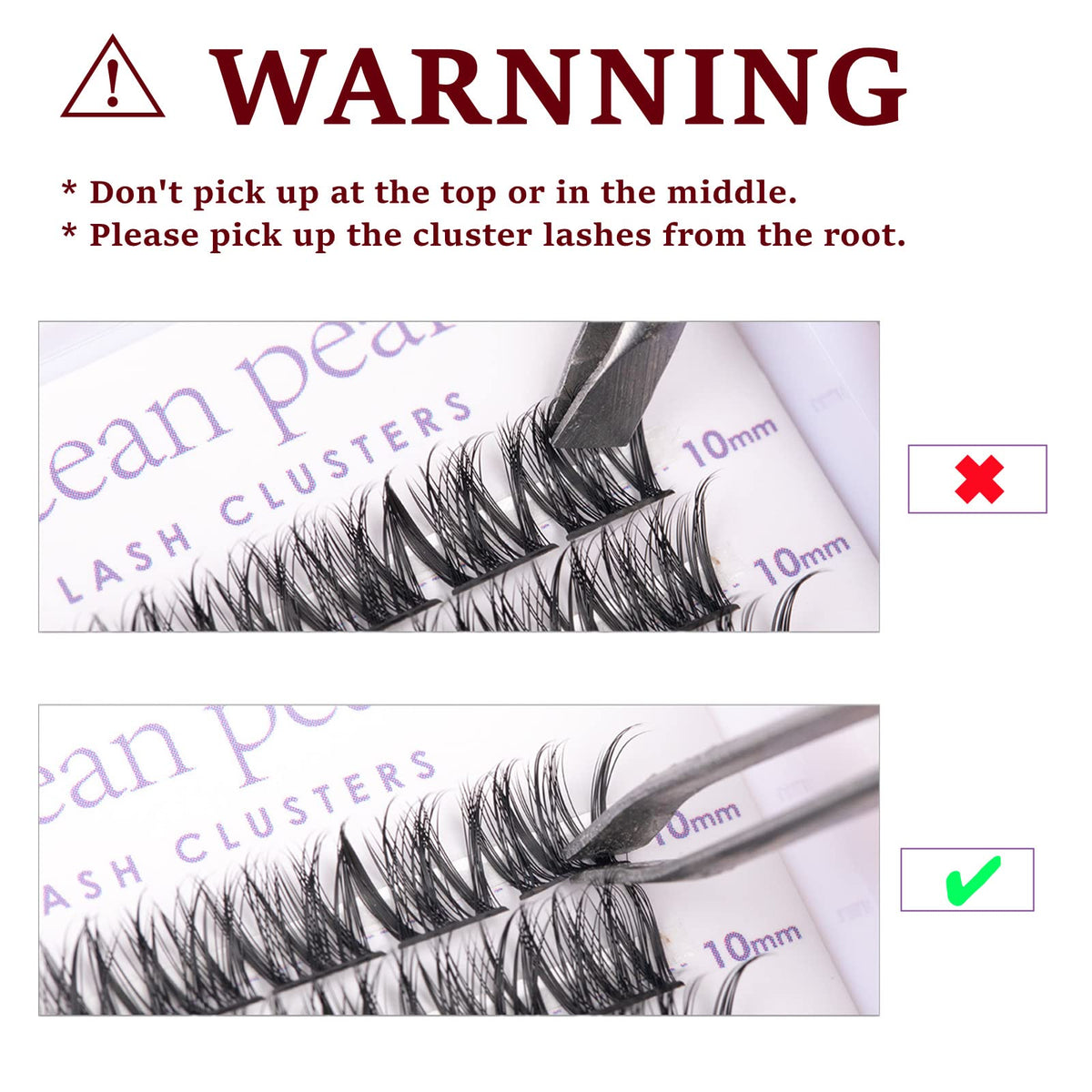 Ocean Pearl Lash Clusters showing different lash lengths
