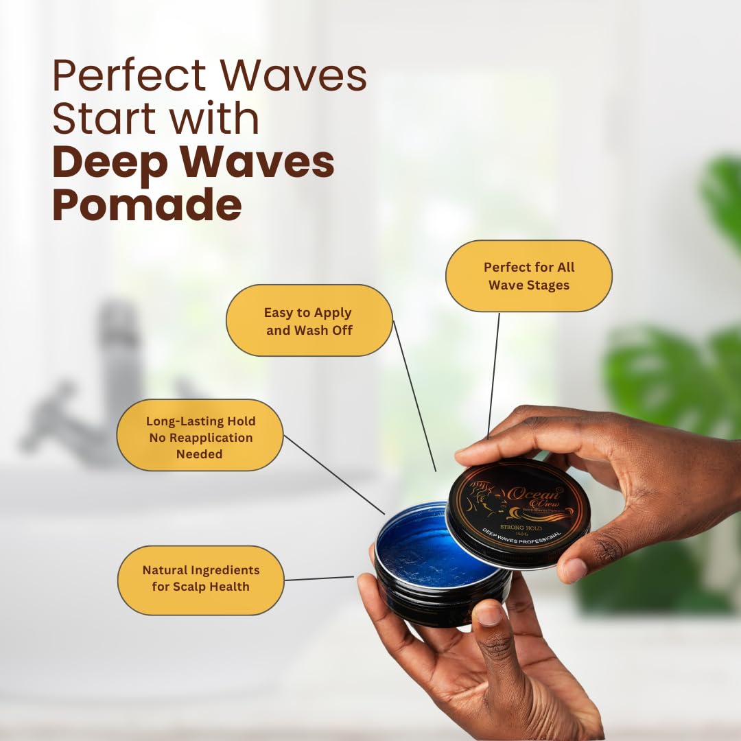 OCEAN VIEW DEEP WAVES POMADE with lifestyle background