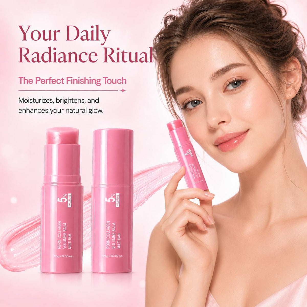 Océane PDRN Pink Collagen Multi Balm Stick application on skin
