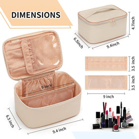 OCHEAL Beige Makeup Bag on a suitcase