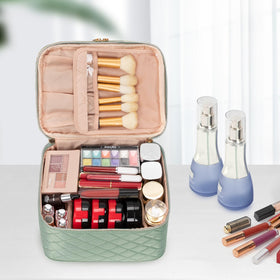 OCHEAL Large Makeup Bag back view with brush storage