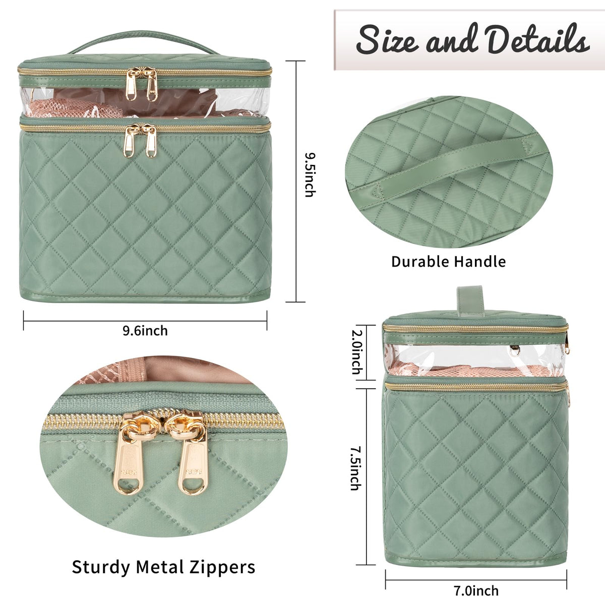 OCHEAL Large Makeup Bag double layer open showing compartments