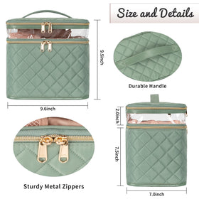 OCHEAL Large Makeup Bag double layer open showing compartments