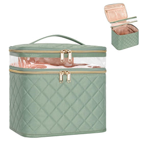 OCHEAL Large Makeup Bag green model front view