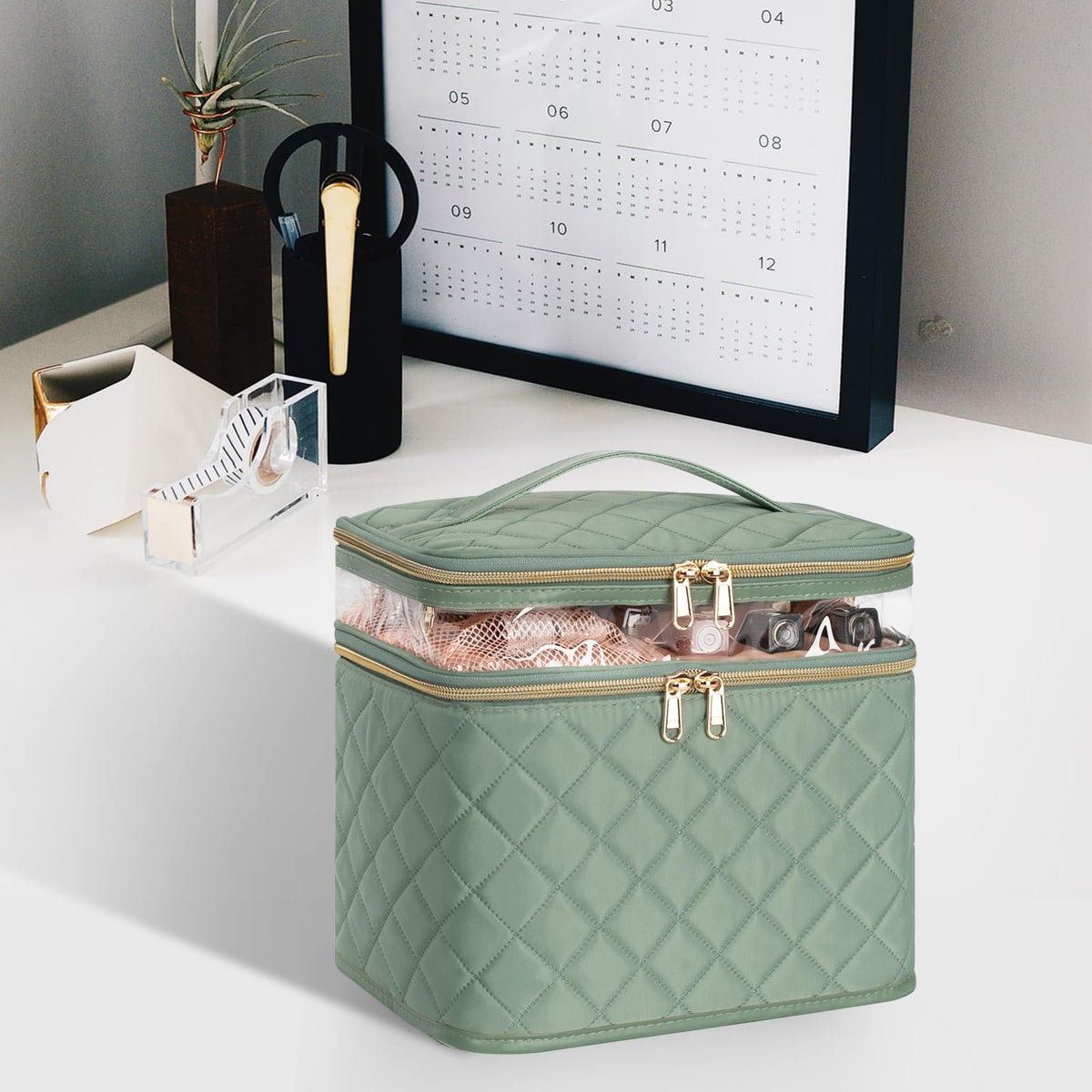 OCHEAL Large Makeup Bag lifestyle scene on vanity