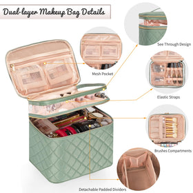 OCHEAL Large Makeup Bag side view with zippers