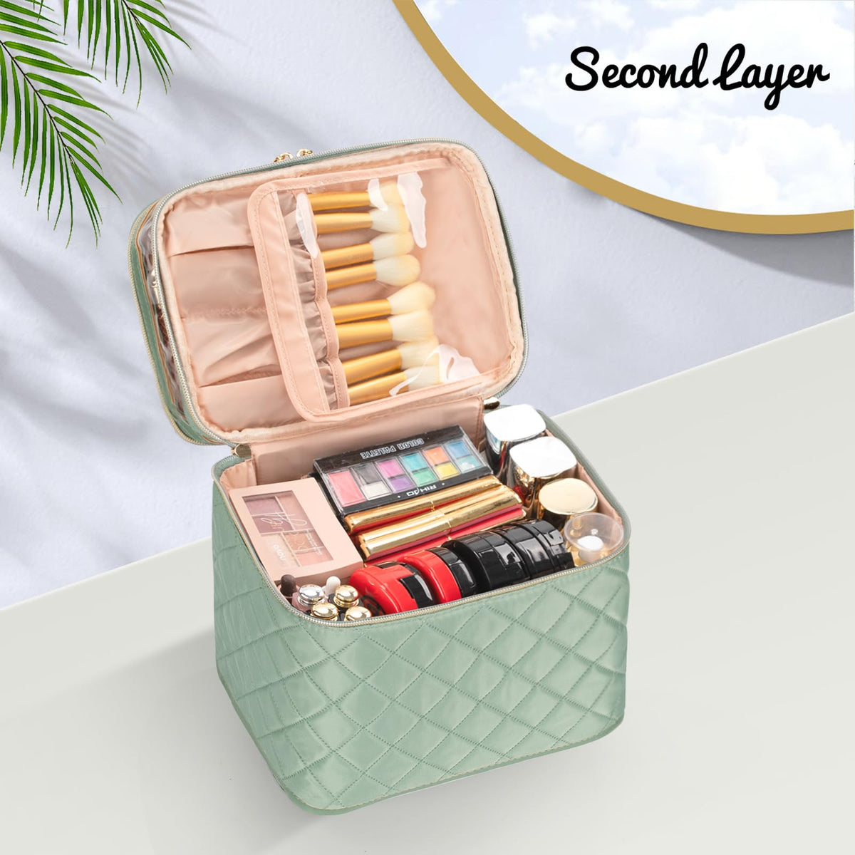 OCHEAL Large Makeup Bag with skincare products inside