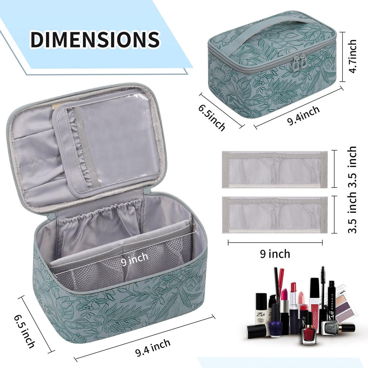OCHEAL Makeup Bag back view with pocket