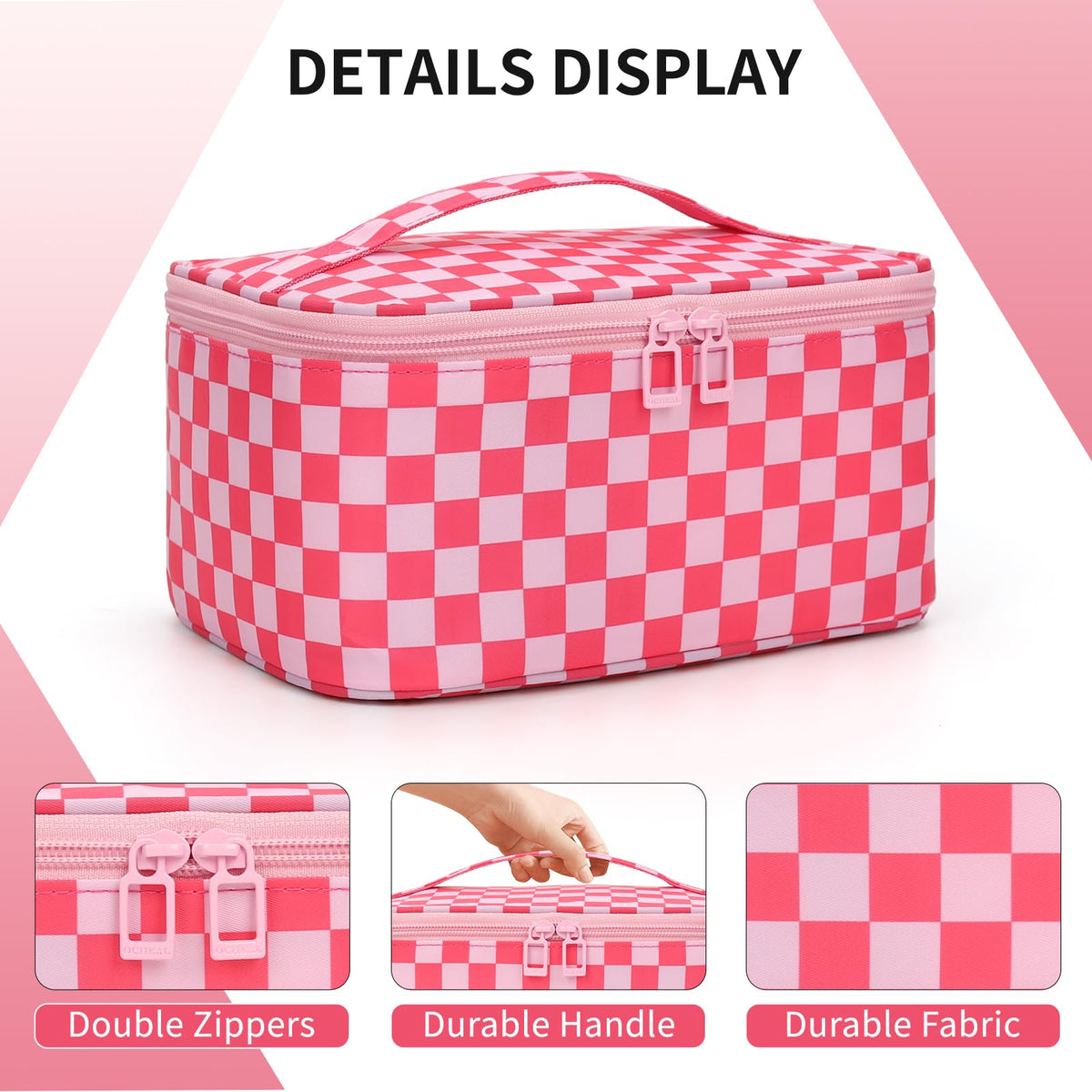 OCHEAL Makeup Bag back view with small pocket