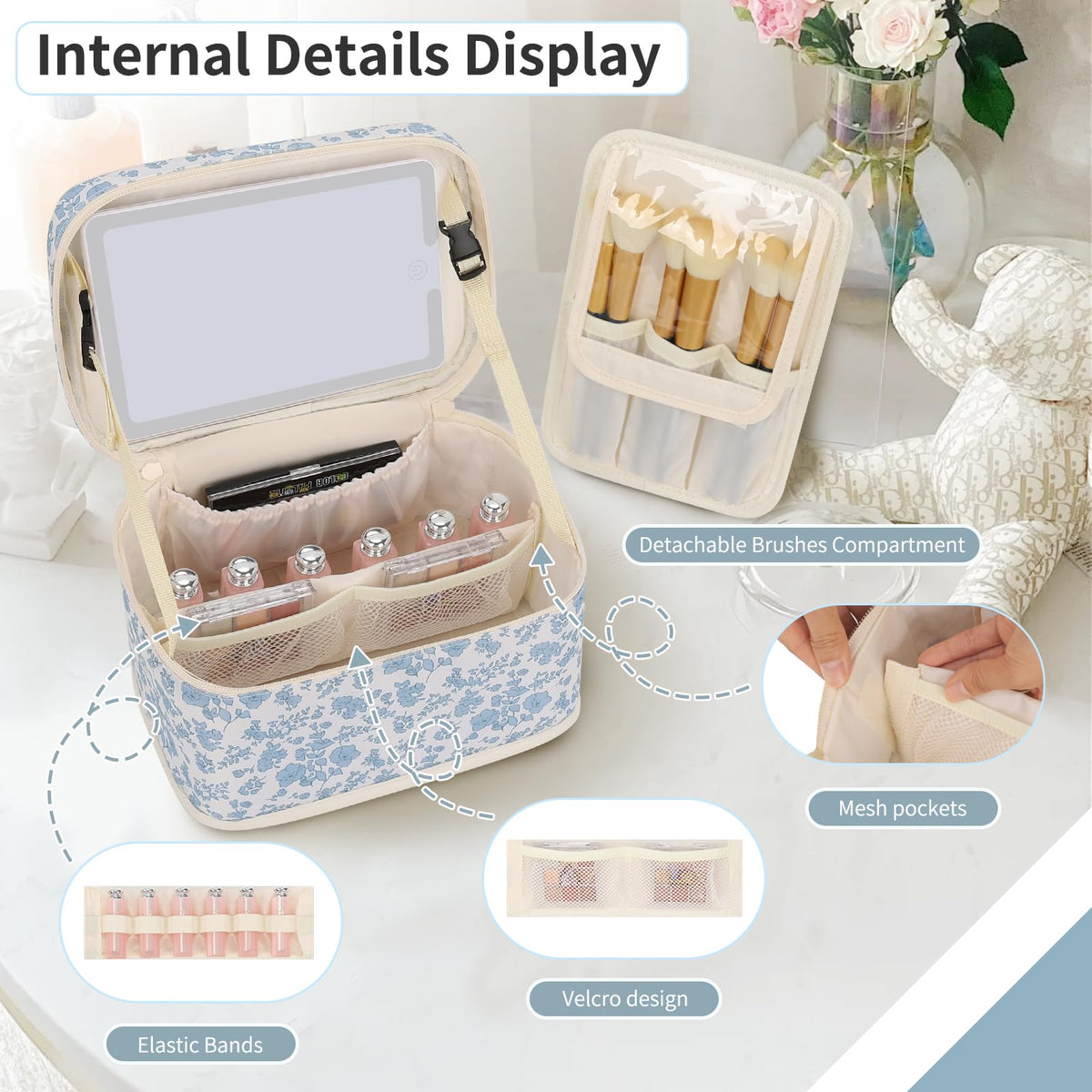 OCHEAL Makeup Bag compact size fitting in a suitcase