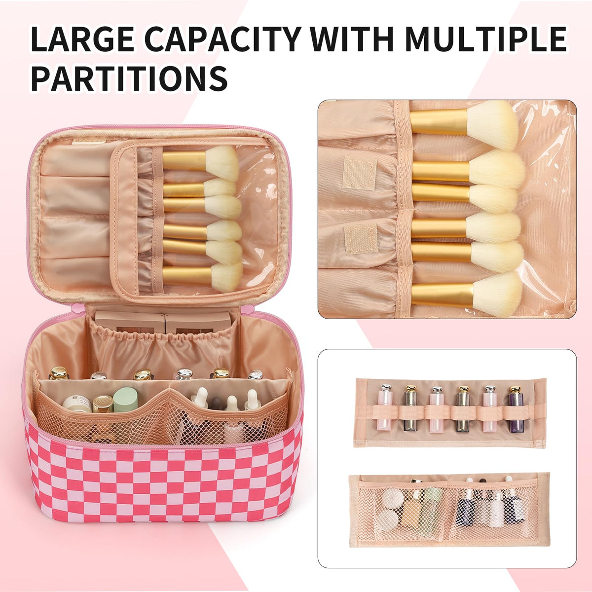 OCHEAL Makeup Bag dimensions displayed with ruler