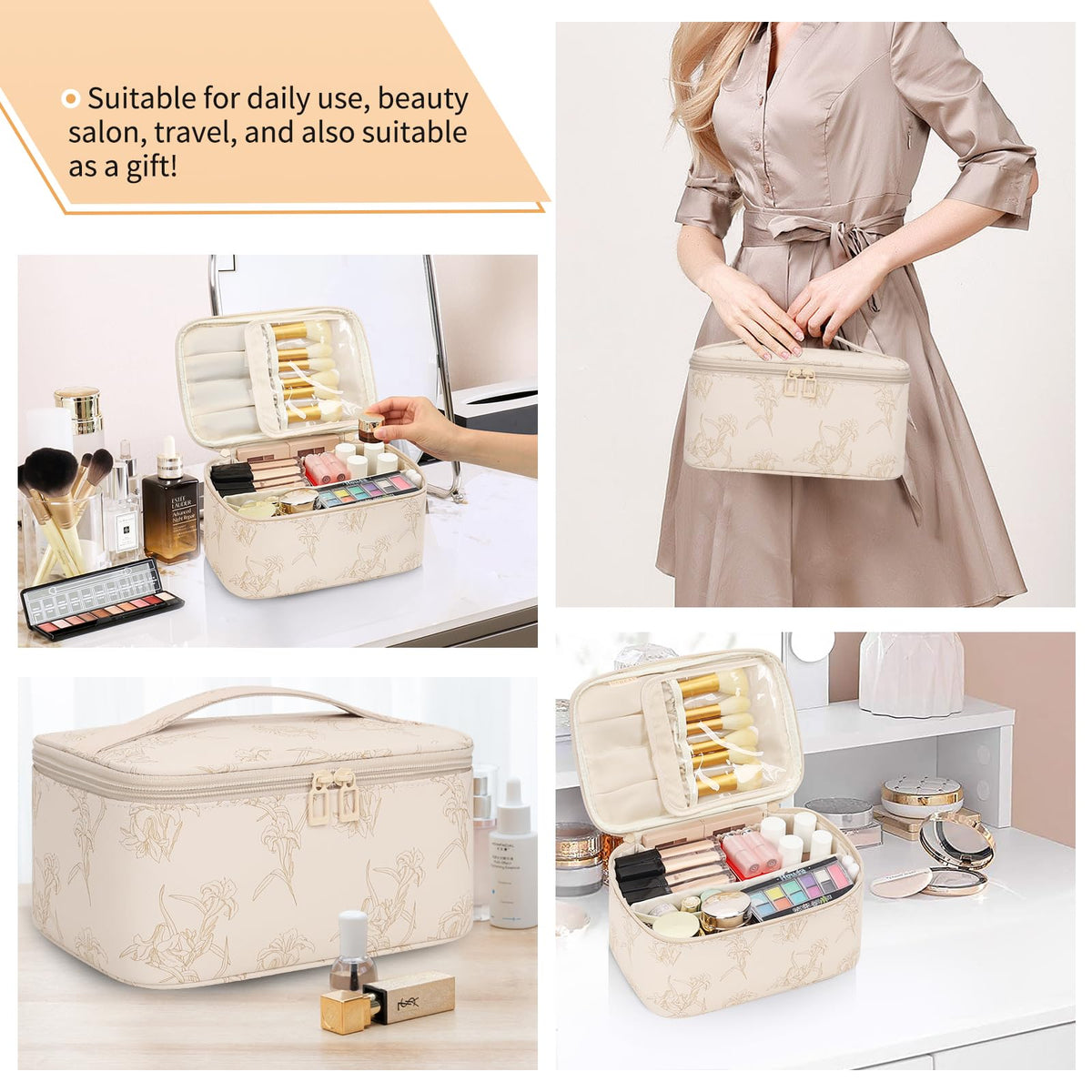 OCHEAL Makeup Bag displayed with travel essentials