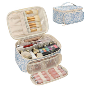 OCHEAL Makeup Bag front view with handle and zippers