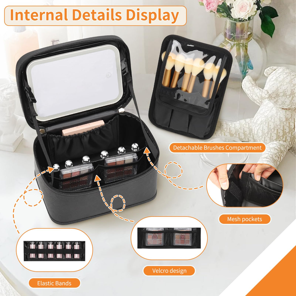 OCHEAL Makeup Bag inside view with compartments