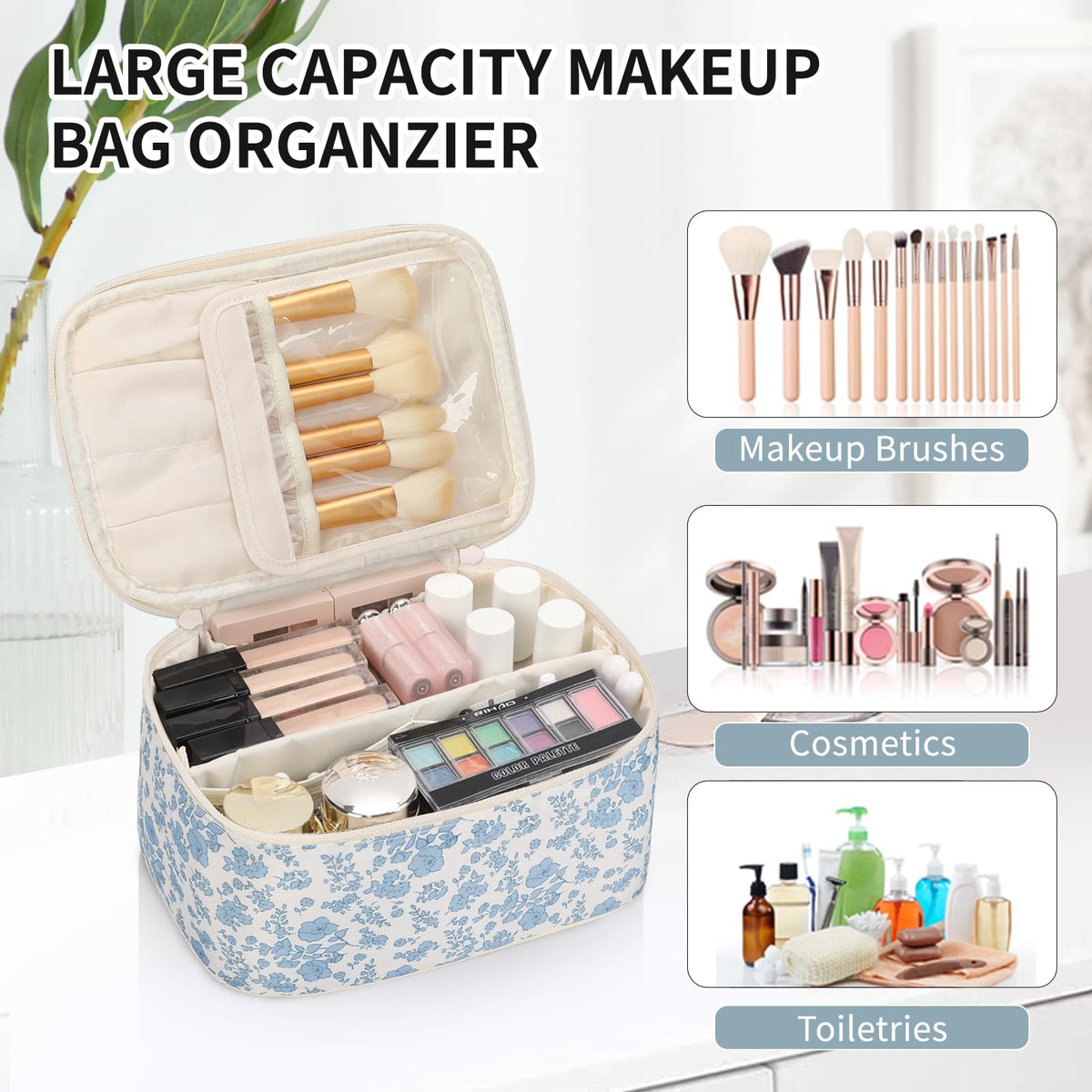 OCHEAL Makeup Bag lifestyle scene on a vanity