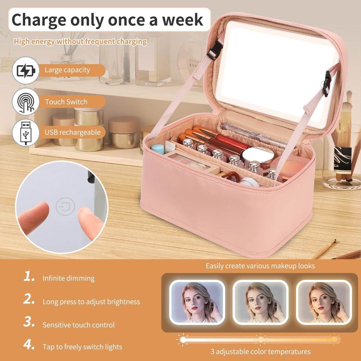 OCHEAL Makeup Bag lightweight design for travel
