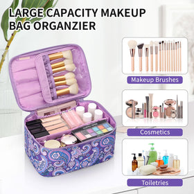 OCHEAL Makeup Bag lightweight design on a suitcase